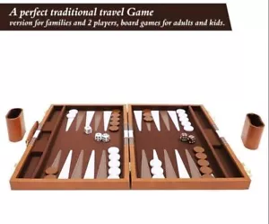 Backgammon Board Briefcase Game Gift Idea Leather - Picture 1 of 6
