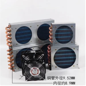 Small Shell Condenser Radiator Freezer Copper Tube Heat Exchanger Air-Cooled Fan - Picture 1 of 19