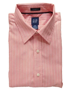 Gap striped shirt Size L collar size 16-16.5 salmon pink and white cotton PY - Picture 1 of 4
