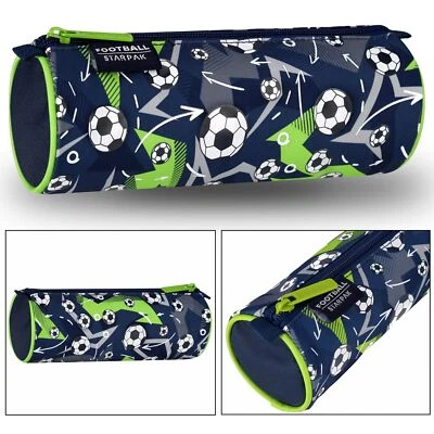 STARPAK Fußball dunkelblau-grünes röhrenförmiges Federmäppchen, Reißverschluss 22x8x8cm