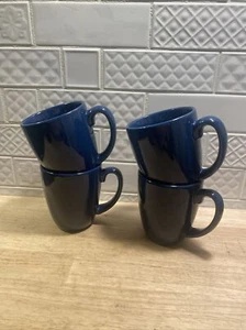 Set of 4 (10 Oz) Corelle Coordinates Stoneware Navy Blue Mugs. Mint Condition. - Picture 1 of 5