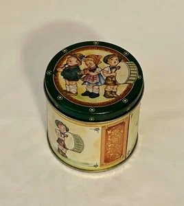 Vintage Hummel Style Figurine Designs Litho Metal Tin Canister 3.5” - Picture 1 of 9