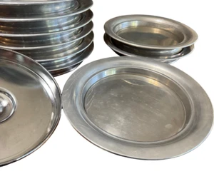 Vintage Pewter Church Offering Collection Plates Lot of 9 10" Religious - Picture 1 of 6