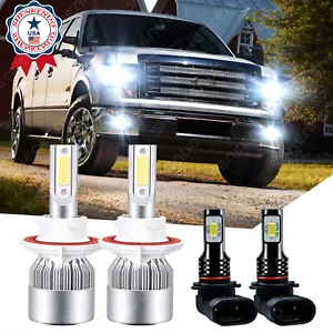 For 2004-2014 Ford F-150 White LED Headlight Hi/Lo + Fog Light 4 Bulbs Combo kit - Picture 1 of 12