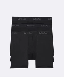 Men's Calvin Klein Micro Stretch 3-Pack Boxer Brief All Black Size Large - Picture 1 of 9