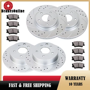 Front Rear Brake Rotors Pads for 2014-19 Nissan Altima Sedan Drilled Slotted Kit - Picture 1 of 7