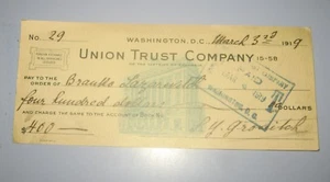 Union Trust Company Washington Check 1919 - Picture 1 of 2