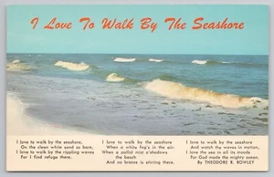 Tarjeta postal I Love to Walk By The Seashore Poema de Theodore R. Rowley - Imagen 1 de 2