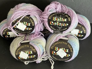 Plymouth Yarn Bella Colour Lot of 7 Cotton Acrylic 1835 NEW Green Blue Lavende - Picture 1 of 2