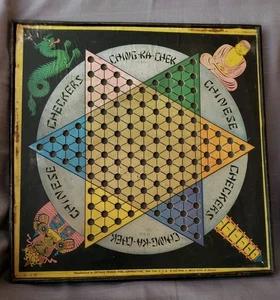Tablero de damas chinas de colección de 1938 Gotham Pressed Steel Corp. Gran pátina - Imagen 1 de 7