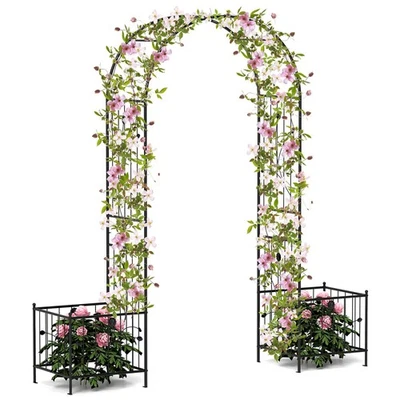 Enrejado de arco de 86" para plantas trepadoras con jardineras rosas enredaderas para boda Foto 1 de 4