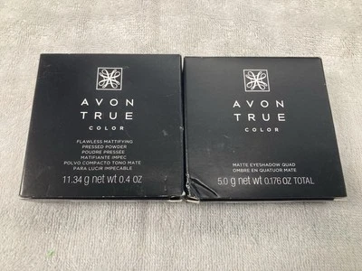 2 Pack Avon True Color -  1 Matte Eyeshadow Quad, 1 Flawless Pressed Powder NEW - Image 1 of 4
