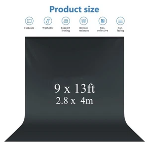 Neewer 9 x 13FT / 2.8 x 4M PRO Photo Studio 100% Pure Muslin Collapsible - Black - Picture 1 of 6