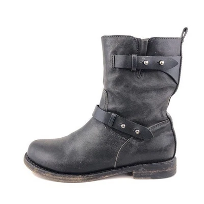 Botas de moto de cuero negras rag & bone para mujer talla 8 Pull on Biker Foto 1 de 4