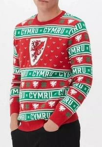 WALES Fußball Weihnachtspullover Herren MEDIUM Official Festive Sweater XM41 - Bild 1 von 8