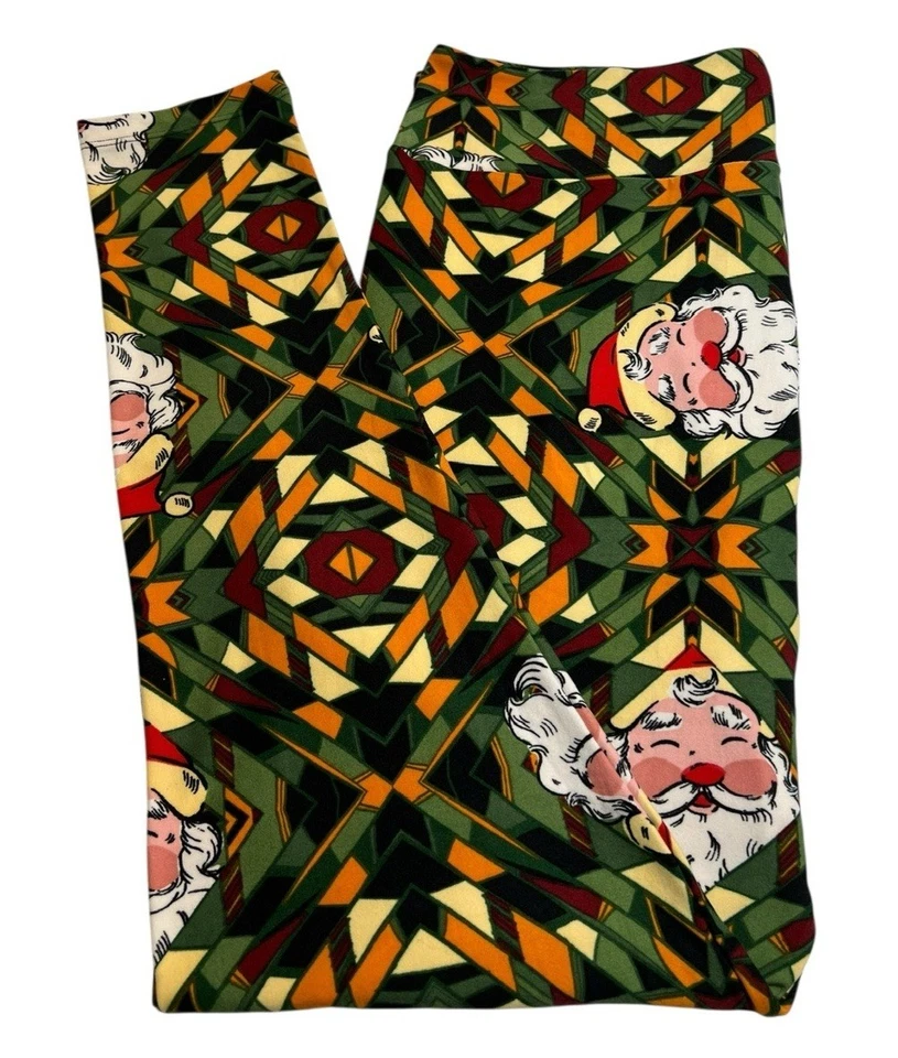 Leggings LuLaRoe TC2 alta curvilínea 2 listras de Natal SANTA Holiday Diamond Lounge - Imagem 1 de 4