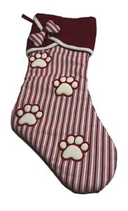 Haustier roter Weihnachtsstrumpf 18 Zoll Hund Katze Pfoten Stickerei Baumwolle Williamstown - Bild 1 von 9