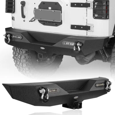 Rock Crawler Rear Bumper+2" Hitch Receiver+ LED Light For 07-18 Jeep Wrangler JK - Image 1 of 4