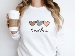 Boho Heart Teacher Sweatshirt - Picture 1 of 10