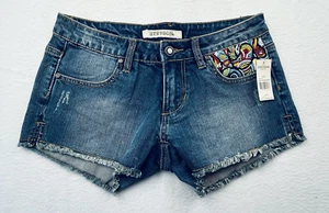 Women's Jean Short Shorts Stetson Size 2 Beaded Embroidered Boho Hippie Western - Picture 1 of 11