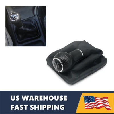 5 Speed Gear Shift Knob With Boot Black Manual For VW Volkswagen Jetta 2002-2012 - Image 1 of 4