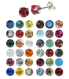 Modeschmuck Ohrstecker versilbert mit Swarovski Kristall in verschiedenen Farben - Picture 1 of 53