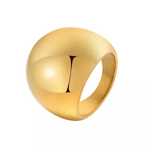Anillo de compromiso de boda de acero inoxidable chapado en oro de 18 quilates con banda redonda de 20 mm para mujer - Imagen 1 de 9