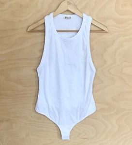 NWOT Free People Ribbed Bodysuit Womens Size M White Sleeveless Cotton Blend. - Picture 1 of 6