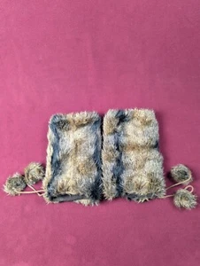 Faux Fur leg warmers cinch pom pom rave dance style - Picture 1 of 14