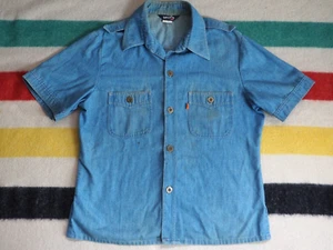 VTG 70s 80s LEVIS Orange Tab Light Blue Denim Button Shirt USA Mens XL - Picture 1 of 8