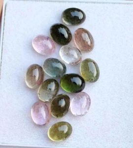 Natural Multi Tourmaline Oval Cabochon Loose Gemstone Lot 6*8 MM 24.50 CT - Picture 1 of 2