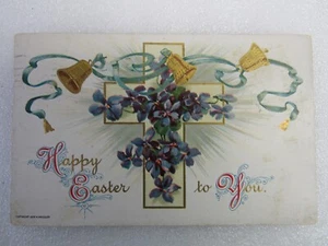 Vintage 1911 US Green Ben Franklin annullato 1c un centesimo francobollo cartolina pasquale - Foto 1 di 2