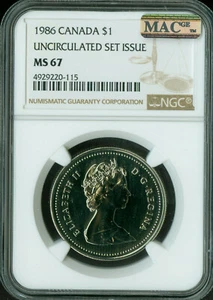 1986 CANADA DOLLAR NGC MS67 PQ MAC SPOTLESS POP 2 . - Picture 1 of 2