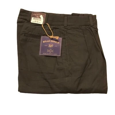 NWT Mens Size 30 Bills Khakis M2P Dark Gray Poplin Khaki Pleat Front Chino Pants - Image 1 of 4