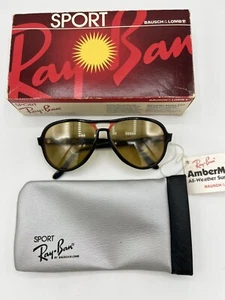 Gafas de sol vintage Ray Ban B&L Vagabond L9744 negro azul ámbar espejo completo - Imagen 1 de 14