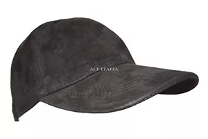 Nuovo cappello berretto hip hop BASEBALL nero pelle scamosciata da golf da uomo donna vera pelle - Foto 1 di 6