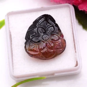 18.55 Cts Natural Carved Tourmaline 19mm*17mm Bi Color Untreated Loose Gemstone - Picture 1 of 10