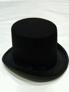 Fancy satin Black Top Hat mat hatter party/costume/formal/magician party - Picture 1 of 2