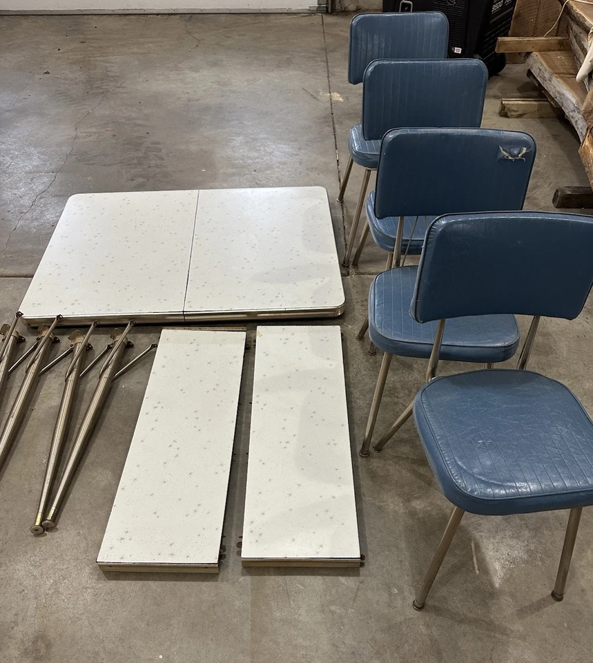 Sillas de mesa de comedor de cocina vintage Formica cromadas retro MCM Atomic Starburst Foto 1 de 4