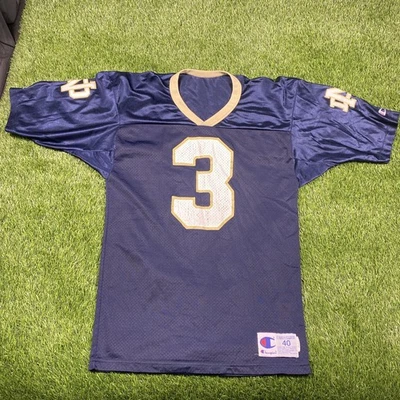Camiseta De Colección Notre Dame Lucha Irlandesa Para Hombres 40 Campeones Azul #3 NCAA Fútbol  Foto 1 de 4