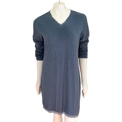 ESPRIT Lightweight Ribbed Jersey Knit Dress in Slate Blue WOMEN'S MEDIUM - Image 1 of 4