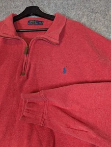 Polo Ralph Lauren Sweater Mens 2XLT 1/4 Zip Pullover Red Knit Big And Tall Golf - Picture 1 of 6