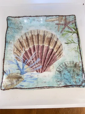 Beachy Shell Melamine Tray 8 1/2 Inch Square - Image 1 of 4