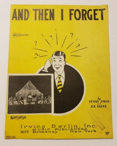 Sheet Music- And Then I Forget ©1926 by Benny Davis & Joe Burke © Irving Berlin - Picture 1 of 4