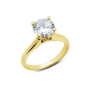Anillo de compromiso solitario de oro amarillo con diamantes naturales redondos de 2,05 quilates H SI1 - Imagen 1 de 18