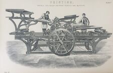 Antique Print Printing Engraving C1870's Double Cylinder Gripper Machine
