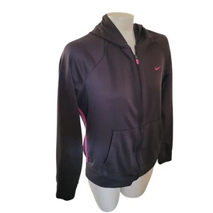 Nike Womens Fit Dry Full-Zip Hoodie Jacket L Black Lightweight running outdoor - Picture 1 of 6