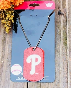 Philadelphia Phillies Red Glitter Dog Tag Necklace - Picture 1 of 3