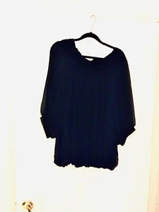 WOMENS SIZE XL (14-16) QUEENS PARK TOP BLACK LINED PLUS SHEER OVERLAY - Picture 1 of 6