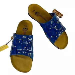EuroWellness Balance Neu mit Etikett von Birkenstock blaues Leder gewebtes Schmuck-Nietenoberteil - Bild 1 von 14